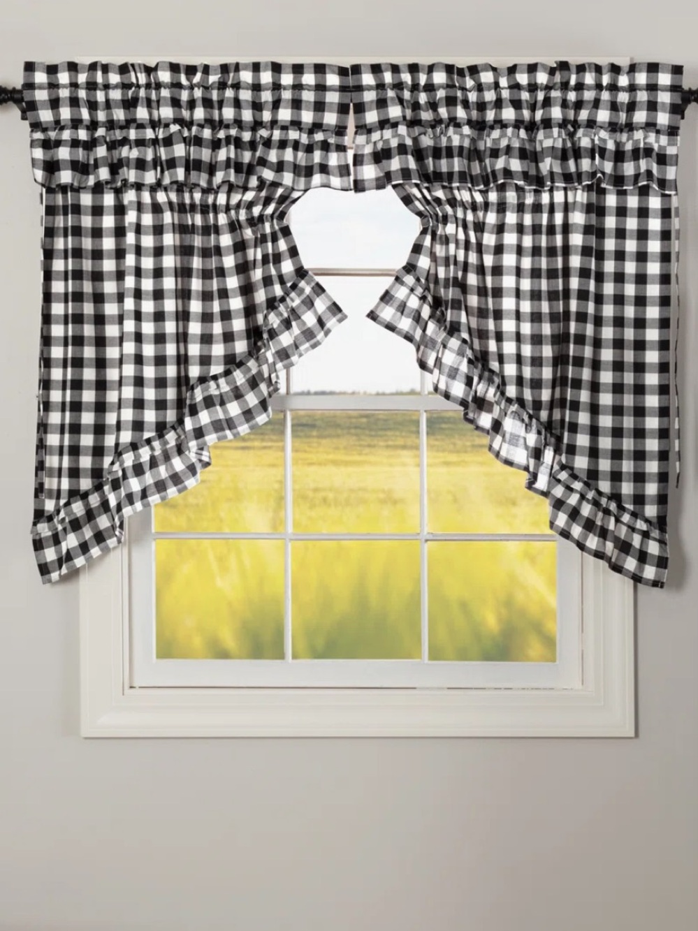 Annie Buffalo Check Plaid Cotton Swag 72" Window Valance (Set of 2)